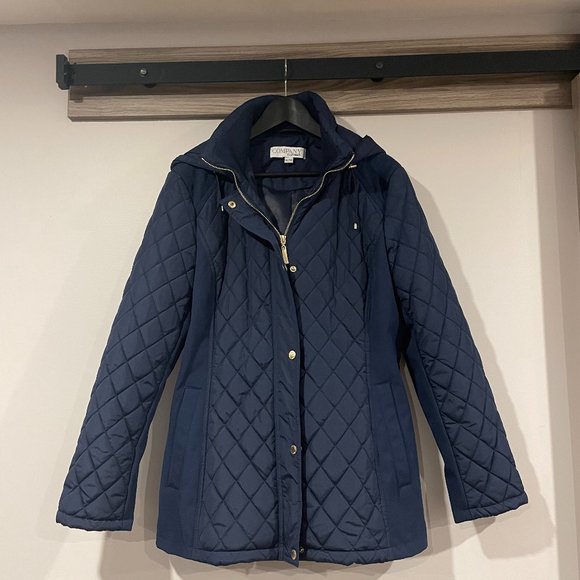 Navy Blue Quilted Coat - Picture 1 of 3
